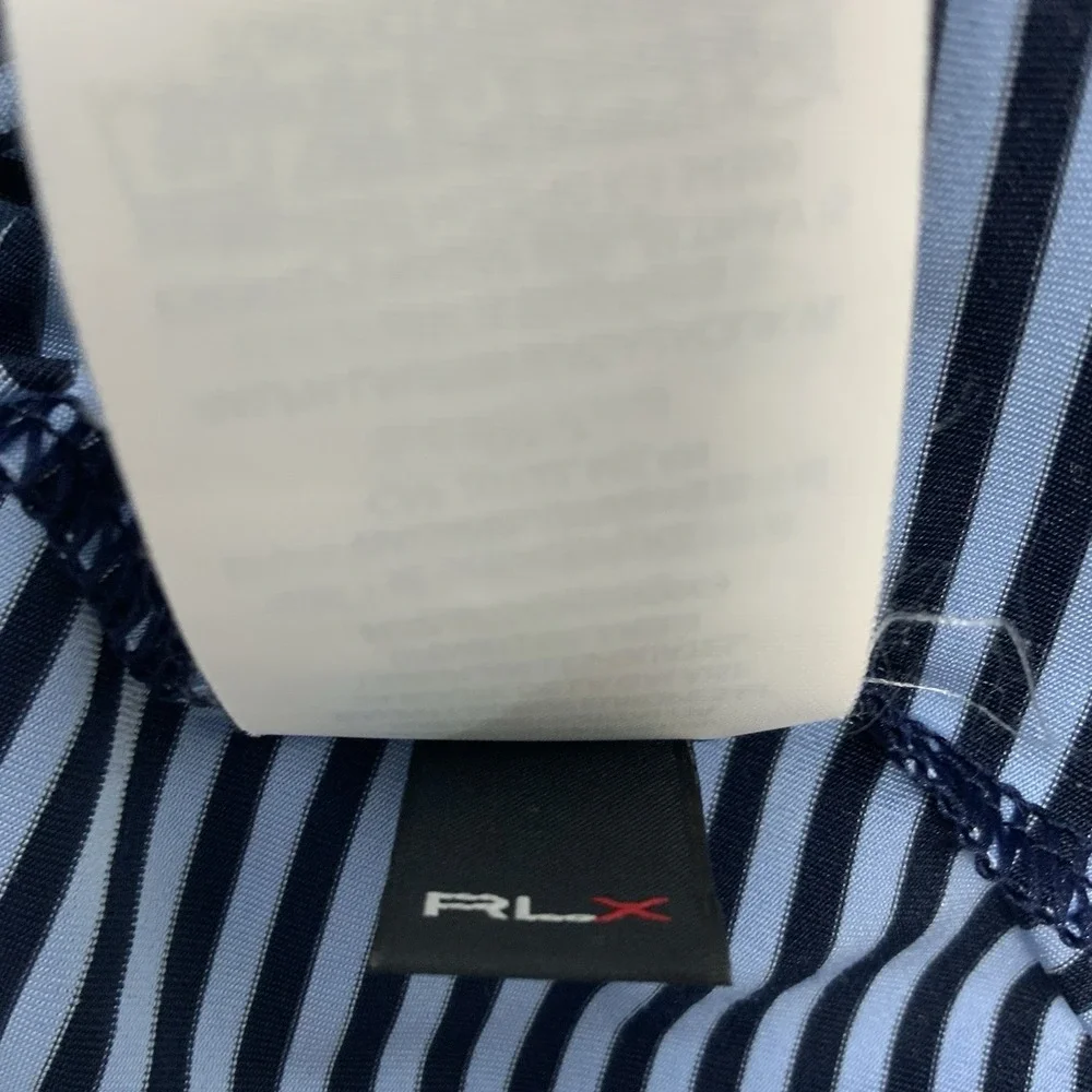 RLX Ralph Lauren Polo Shirt Mens 2XL Blue Stripe Wyndham Championship Golf XXL